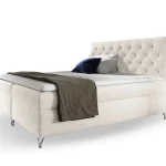 Akció GULIETTE ágyneműtartós kárpitozott boxspring ágy matracokkal 140x200 - fehér