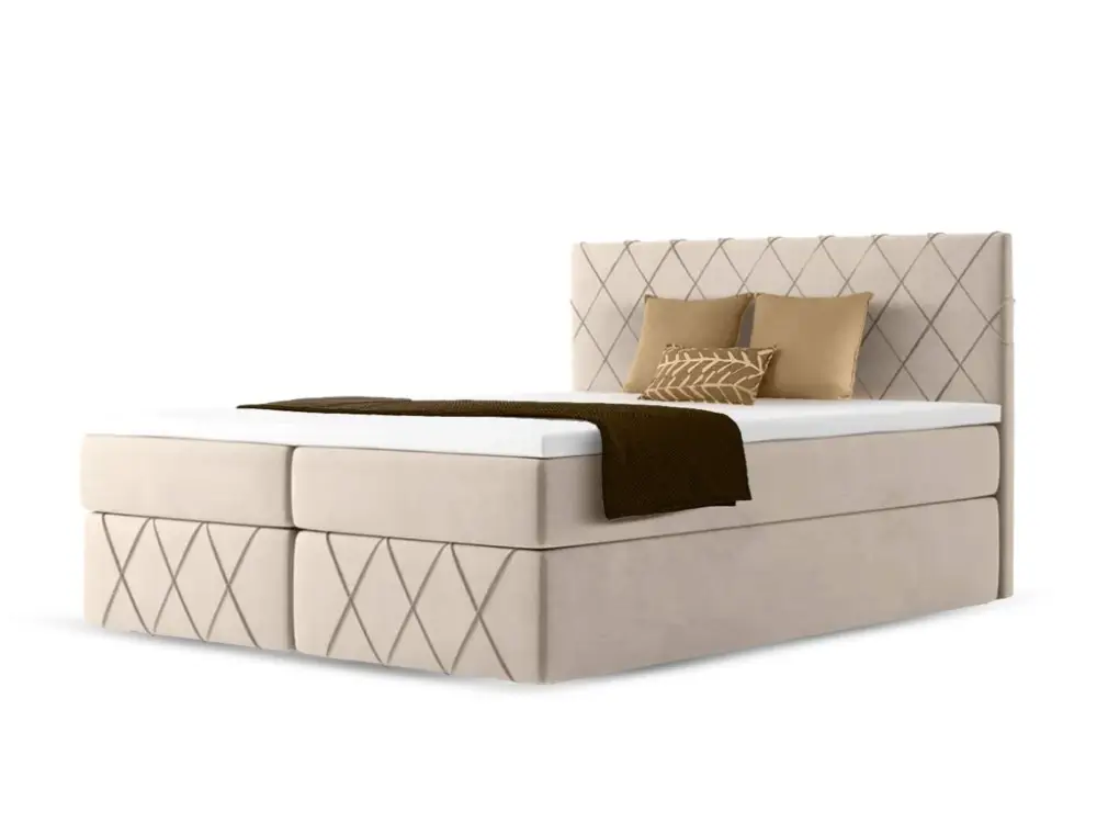 Ajánlat PAROS Lux kárpitozott boxspring ágy fedőmatraccal - bézs Kronos