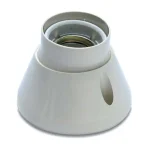 Műanyag talpas foglalat, porcelán betétes, forgatható 360°-ban, E-27, krém Prémium
