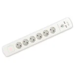 Túlfeszültség védett elosztó, 6 aljzat, USB NVT 06K USB/WH Akciós ár