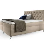 Utolsó esély GULIETTE ágyneműtartós kárpitozott boxspring ágy matracokkal 160x200 - bézs