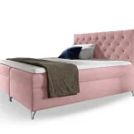 Végkiárusítás GULIETTE ágyneműtartós kárpitozott boxspring ágy matracokkal 180x200 - rózsaszín