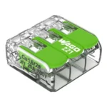 WAGO 221-423 GREEN vezeték összekötő sodrott 3-as, átlátszó 0,2- 4mm2, 32A (újrahasznosított anyagból készült) Újdonság