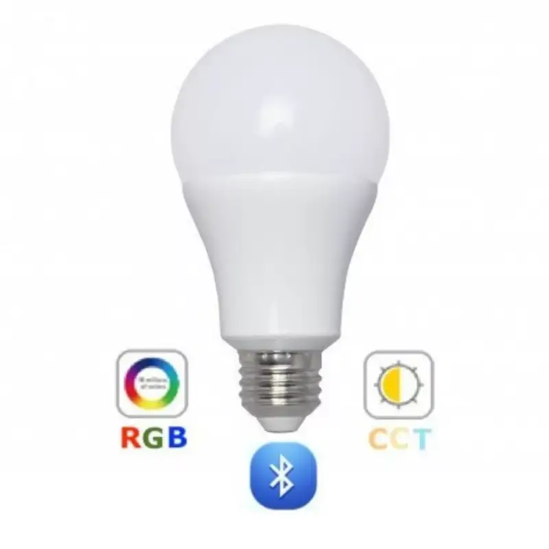 RGB-CCT LED lámpa , égő ,E27 foglalat , 9 Watt , dimmelhető , színes , állítható fehér színárnyalat , Bluetooth , LEDISSIMO SMART Kedvezményes ár