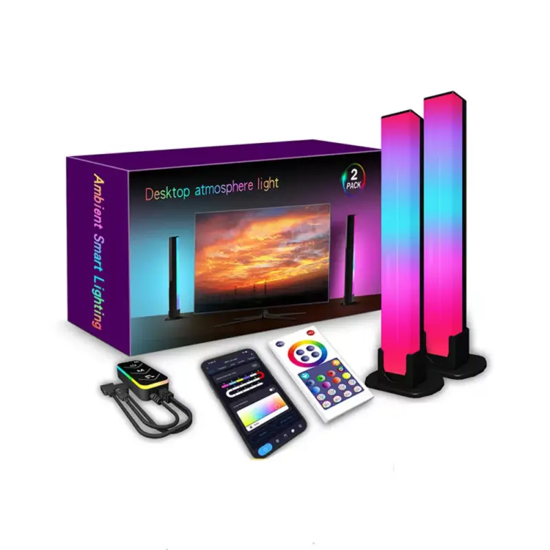 LED lámpa szett , 2 db , 28 cm, asztali , távirányítóval , RGB + IC (digitális) , dimmelhető , USB , WIFI/Bluetooth , TUYA , LEDISSIMO AMBIENT LIGHT Kiárusítás