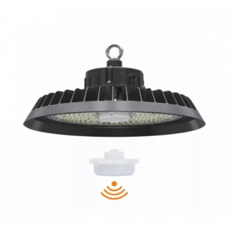 Vedd meg online Csarnokvilágító LED lámpatest , UFO , 100 Watt , 150 lm/W , ipari világítás , dimmelhető , hideg fehér , 90° , mozgásérzékelő foglalattal , LEDISSIMO TECHNICAL