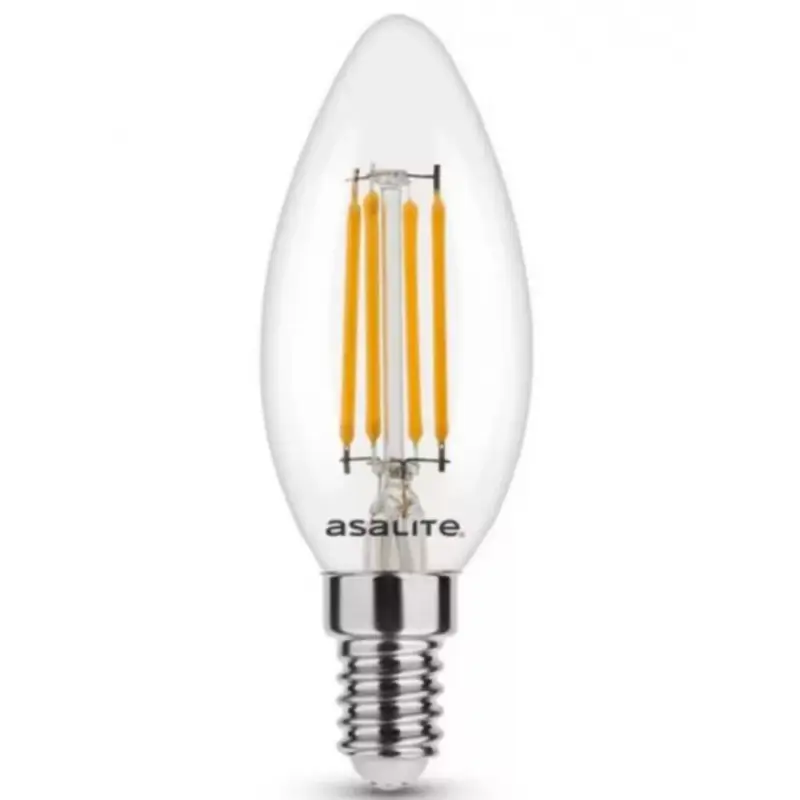 Végkiárusítás Asalite LED Izzó C35 filament gyertya E14 4W 4000K (400 lumen)