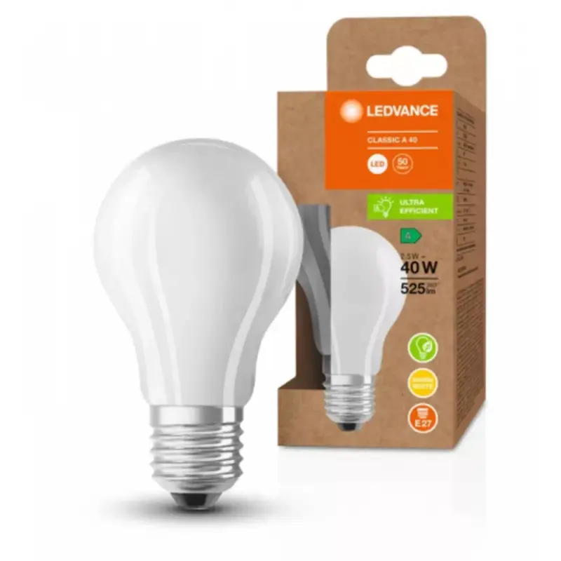 LED lámpa , égő , E27 , 2.5W , 210 lm/w, A besorolás , meleg fehér , 5 év garancia , LEDVANCE (OSRAM) Legnépszerűbb