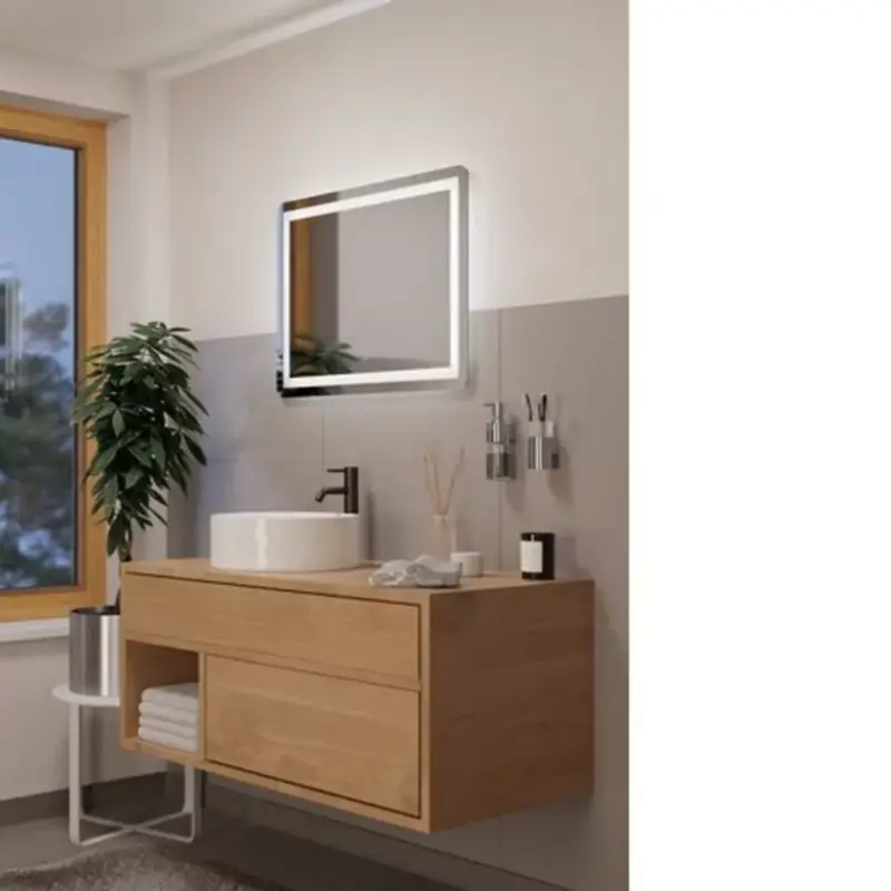 Tükör LED világítással , négyzet , 80 x 60 cm , 24W , 3000/4000/6500K , IP44 , EGLO , BUENAVISTA , 99839 Csak ma