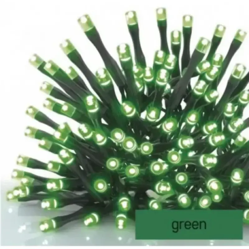 Led fényfüzér , sorolható , beltéri/ kültéri , 100 led , 10 m , zöld fény , időzíthető , IP44 , standard Vásárlói kedvenc