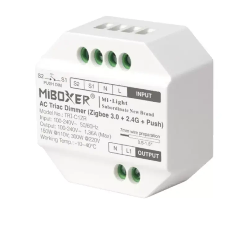 LED meghajtó , dimmer ,220V AC üzemű lámpákhoz , multifunkciós dimmelés , TRI-C1ZR , Zigbee 3.0+2.4G+Push , Miboxer (Mi-Light) Szuper ajánlat