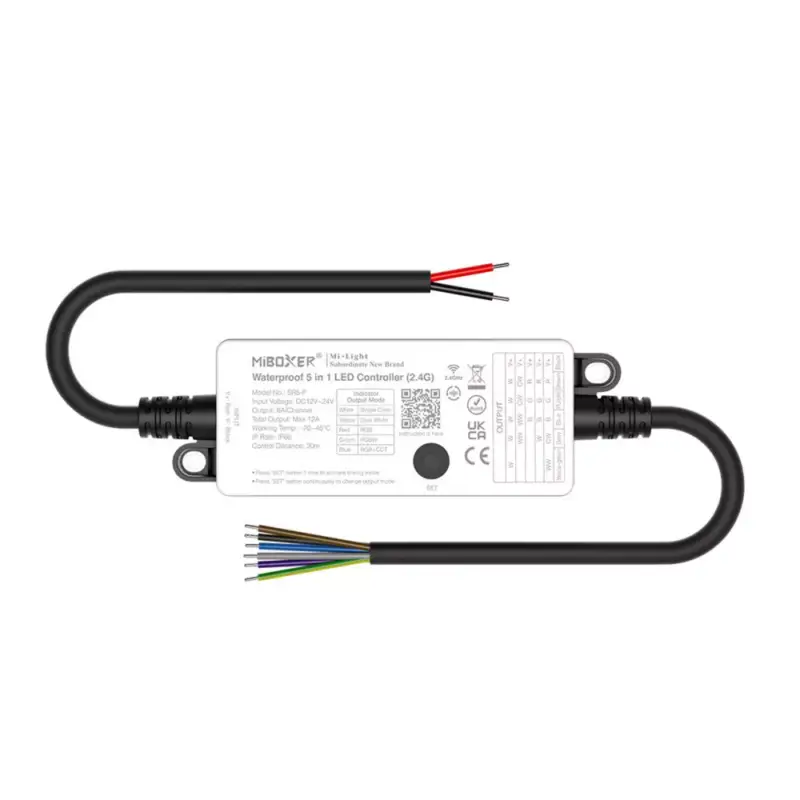 Árcsökkenés Univerzális csoport (zóna) vezérlő , vízálló , 5in1 , Monokróm /CCT /RGB /RGBW /RGB-CCT , dimmelhető , group control , SMART , IP66 ,Miboxer (Mi-Light) , SR5-P