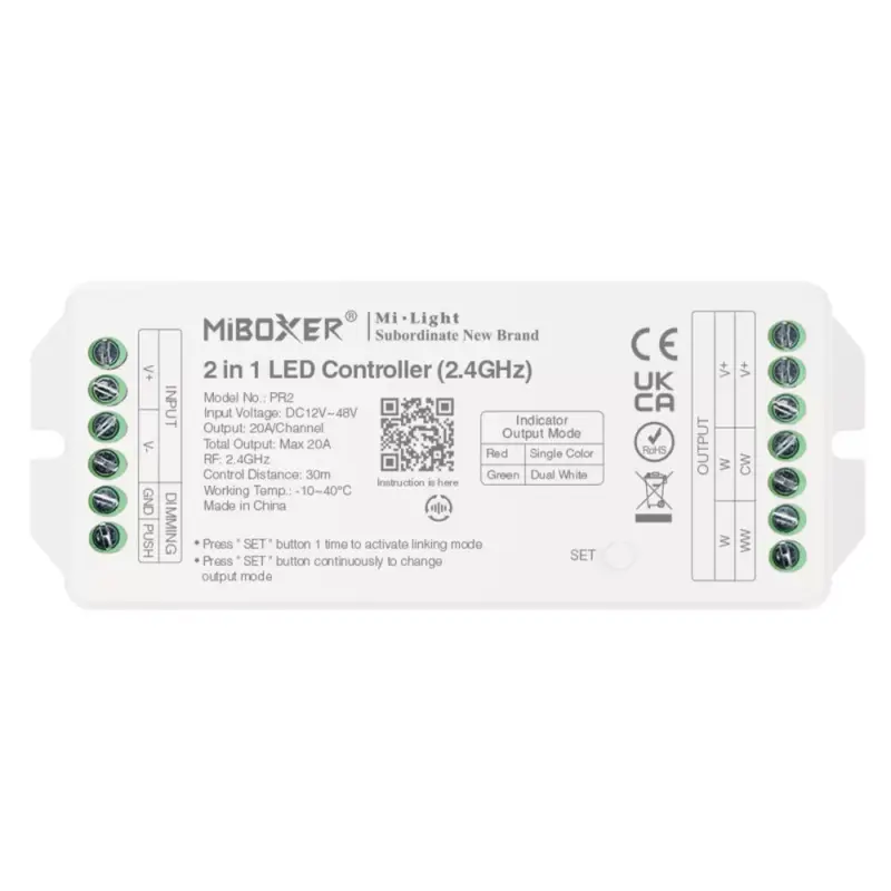 Gyors kiszállítás Univerzális csoport (zóna) vezérlő , 2in1 , monokróm/ CCT , dimmelhető , group control , 2,4 GHz , DC12-48V , SMART , Miboxer (Mi-Light) , PR2