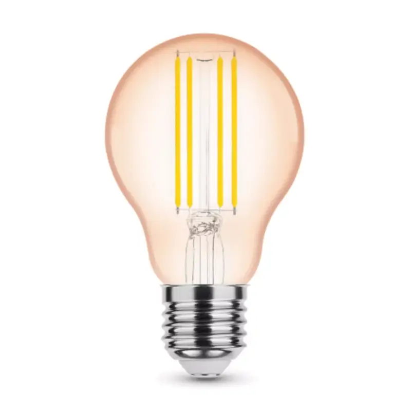 Végkiárusítás LED lámpa , égő , izzószálas hatás , filament , E27 foglalat , A60 , Edison , 4 Watt , meleg fehér , 1800K , borostyán sárga , Modee