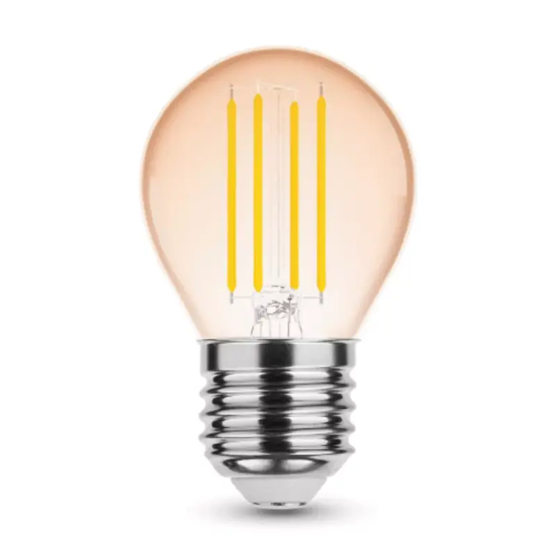 LED lámpa , égő , izzószálas hatás , filament , E27 foglalat , G45 , Edison , 4 Watt , meleg fehér , 1800K , borostyán sárga , Modee Legjobb ár