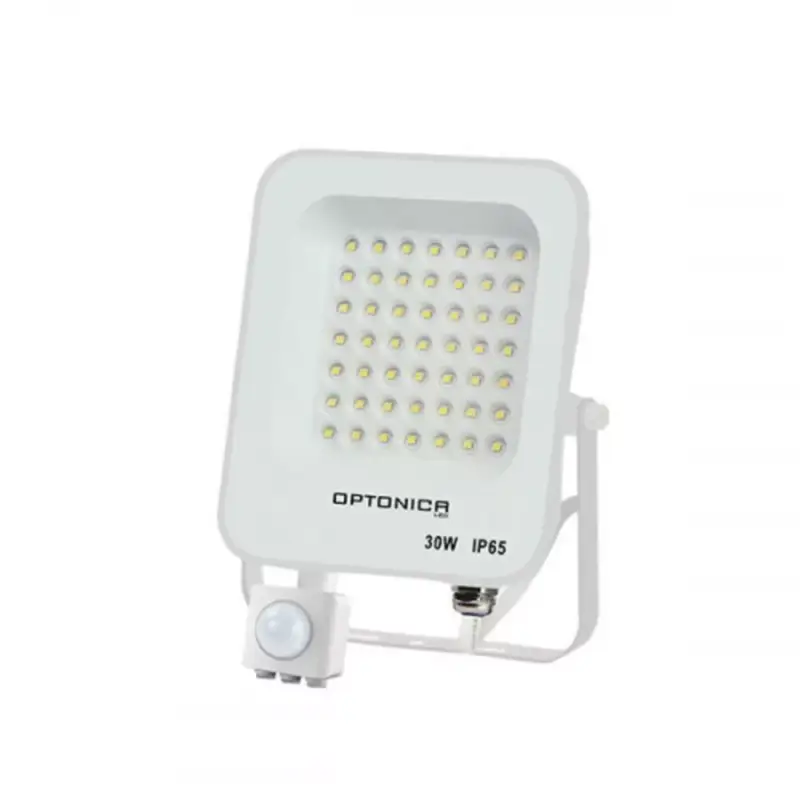 Árcsökkenés LED reflektor , 30 Watt , Ultra Slim , SMD , mozgásérzékelős , természetes fehér , fehér ház , IP65 , Optonica