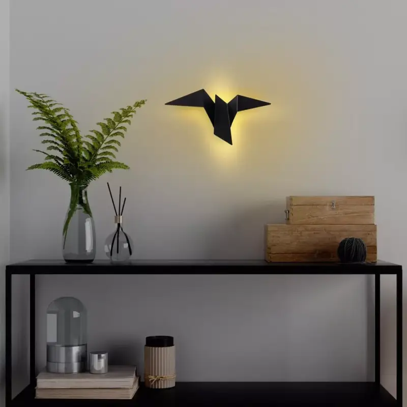 Árcsökkenés Stílusos fekete falilámpa, fém ház, 31 x 12 x 16 cm | IP20 besorolású, LED 1W 3000K | Tökéletes modern lakberendezéshez, elegáns világítási megoldás nappali- és hálószobahelyiségekbe