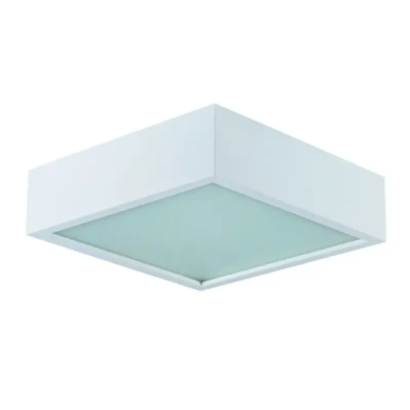 LED lámpatest , mennyezeti , 3 x E27 , négyzet , fehér, fa , üveg , MERSA Azonnali szállítás