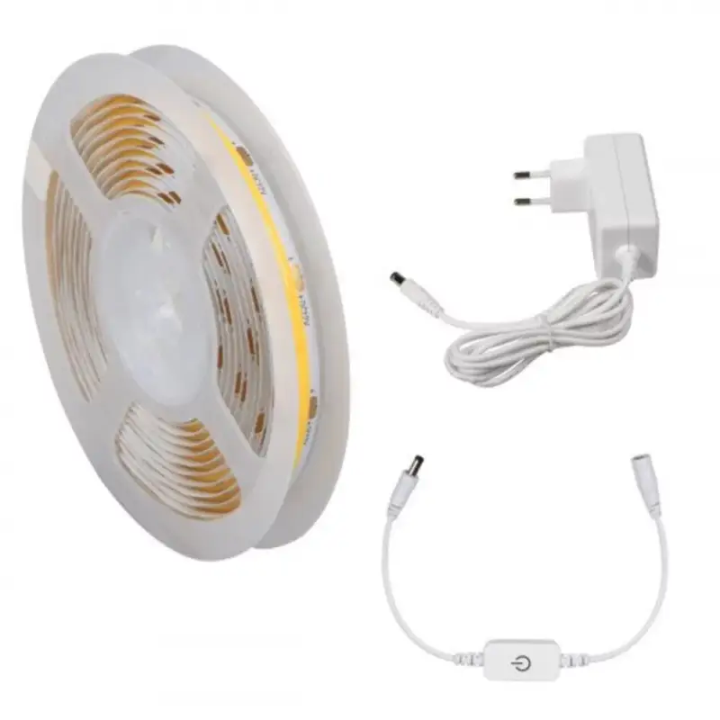 LED szalag szett , COB , DOTLESS , 3 méter , 3 x 6 W/m , meleg fehér , tápegységgel , kapcsolóval , dimmelhető , 3 év garancia , KANLUX Szuper akció