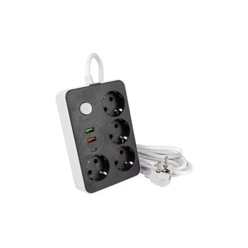 4-es elosztó , dugaljzat , hosszabbító , kapcsolós ,2m-es kábellel , 2 x USB , 1 x USB C , fekete , fehér , Remo Azonnal elérhető