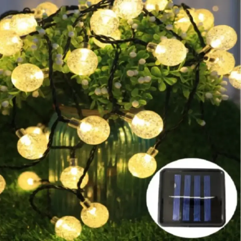 LED fényfüzér , kültéri , napelemes , esőcsepp , gömb alakú , 20 db , meleg fehér , IP44 Kiárusítás