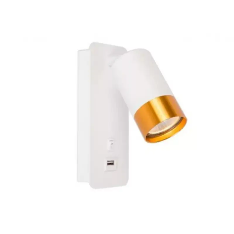 LED lámpa , oldalfali ,GU10 foglalattal , arany, fehér , USB csatlakozóval , KLEMENS Bestseller