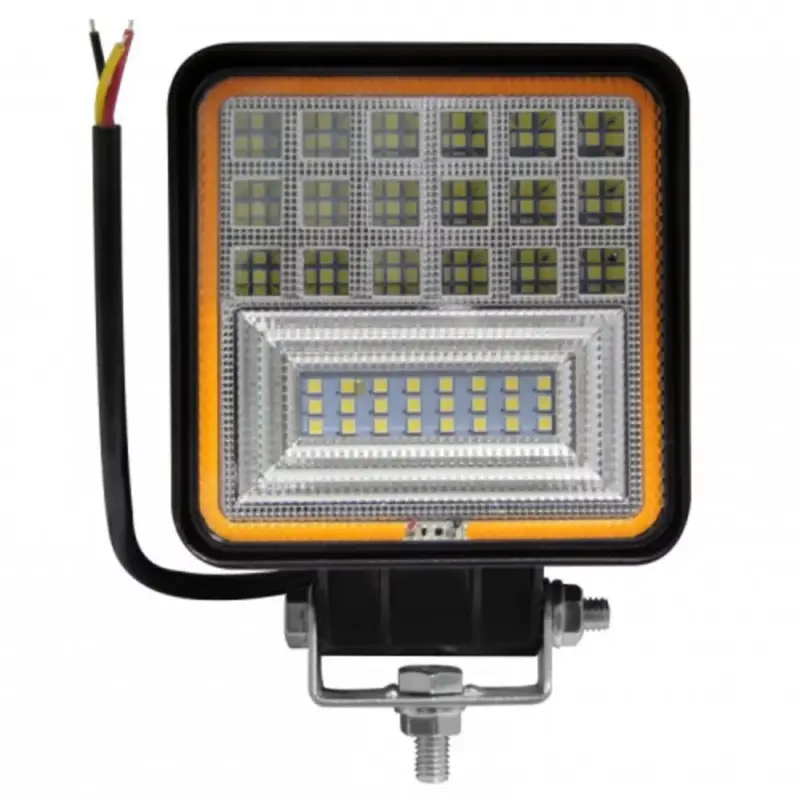 LED reflektor , munkalámpa , 10-60V , 126 Watt , hideg fehér , narancssárga jelzőfénnyel , IP67 Különleges ajánlat
