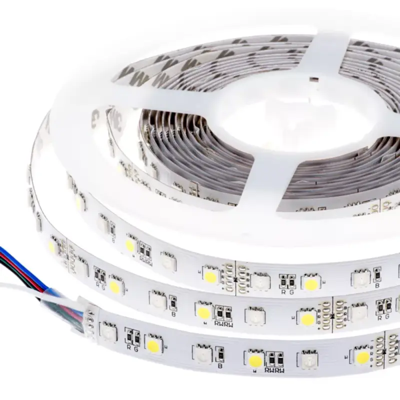 Árcsökkenés LED szalag , 5050 , 60 led/m , 14,4 W/m , RGBW , 10 mm , W = hideg fehér , IP65