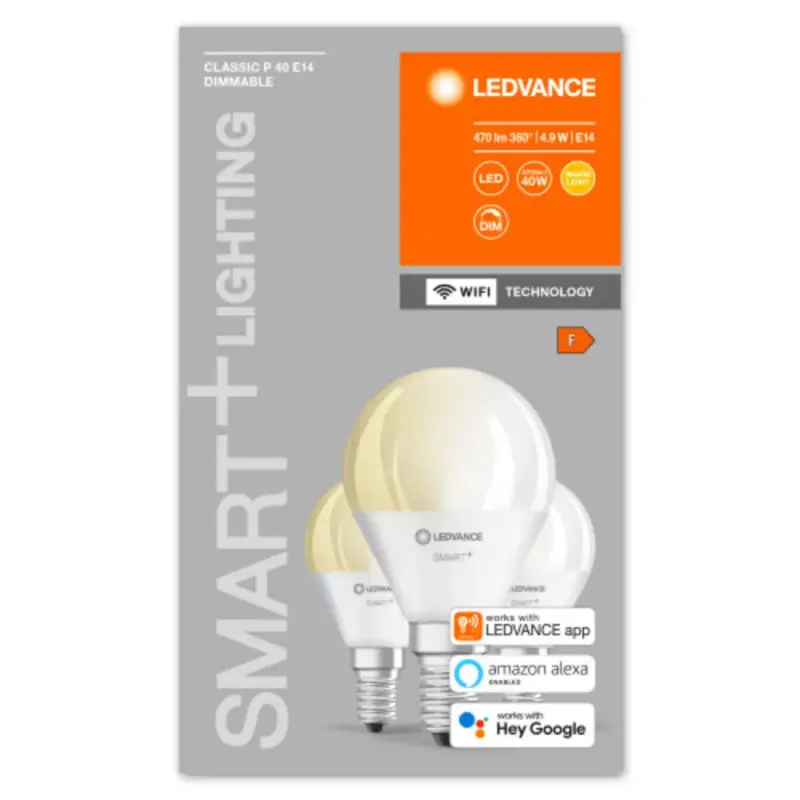 Nézd meg most LED lámpa , égő , kis gömb , 3 x E14 , 3 x 4.9W , meleg fehér , dimmelhető , LEDVANCE Smart+ WIFI