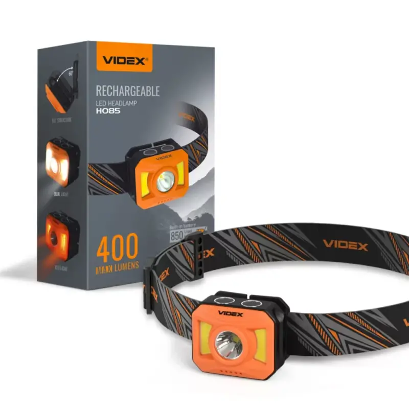 Videx LED Fejlámpa 5000K újratölthető akkumulátorral H085 Legnépszerűbb