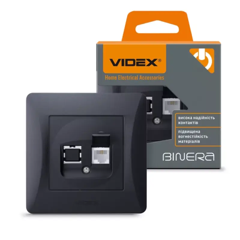 Videx Binera CAT3 fekete színű fali telefoncsatlakozó aljzat (20/120) Outlet