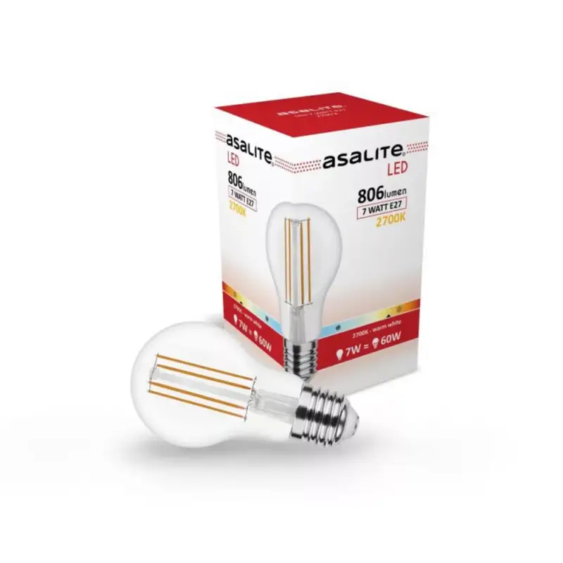 Asalite LED Izzó A60 filament gömb E27 7W 2700K (806 lumen) Újdonság