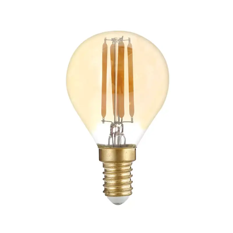 Biztonságos fizetés LED izzószálas G45 E14 aranyozott üveg fényerőszabályozható, 4W, 2500K, meleg fehér, dimmelhető, 350 lm, Optonica, 1418