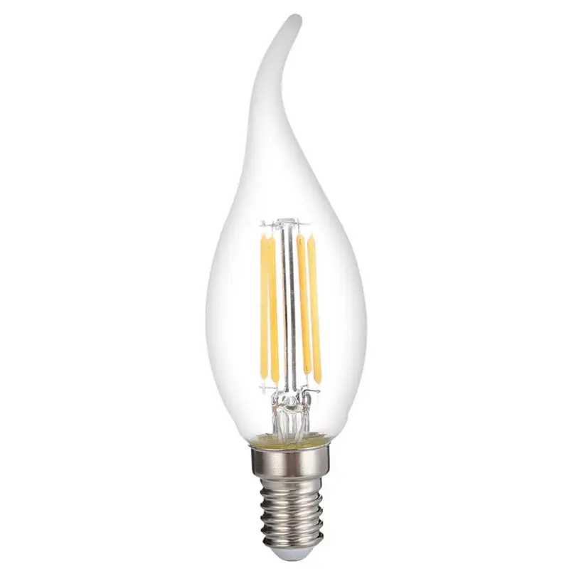 Vásárlói kedvenc LED izzószálas gyertyaizzó c35t E14 átlátszó üveg fényerőszabályozható, 4W, 2700K, meleg fehér, dimmelhető, 400 lm, Optonica, 1415