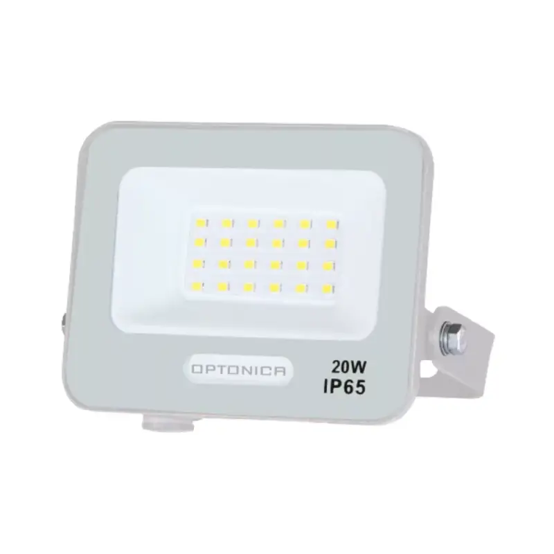 Olcsó LED smd reflektor fehértel, IP65-ös kivitelben, 15 cm-es kábellel, 20W, 3000K, meleg fehér, 1800 lm, Optonica, 15806