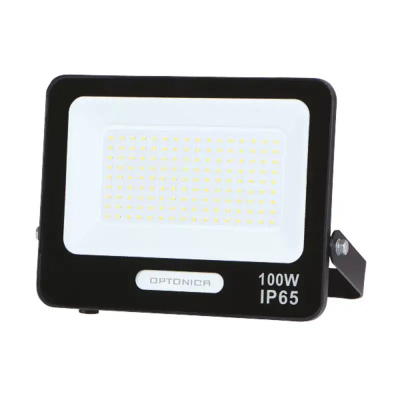 LED smd reflektor, fekete, IP65, 15 cm-es kábellel, 100W, 3000K, meleg fehér, 9000 lm, Optonica, 15830 Legkelendőbb