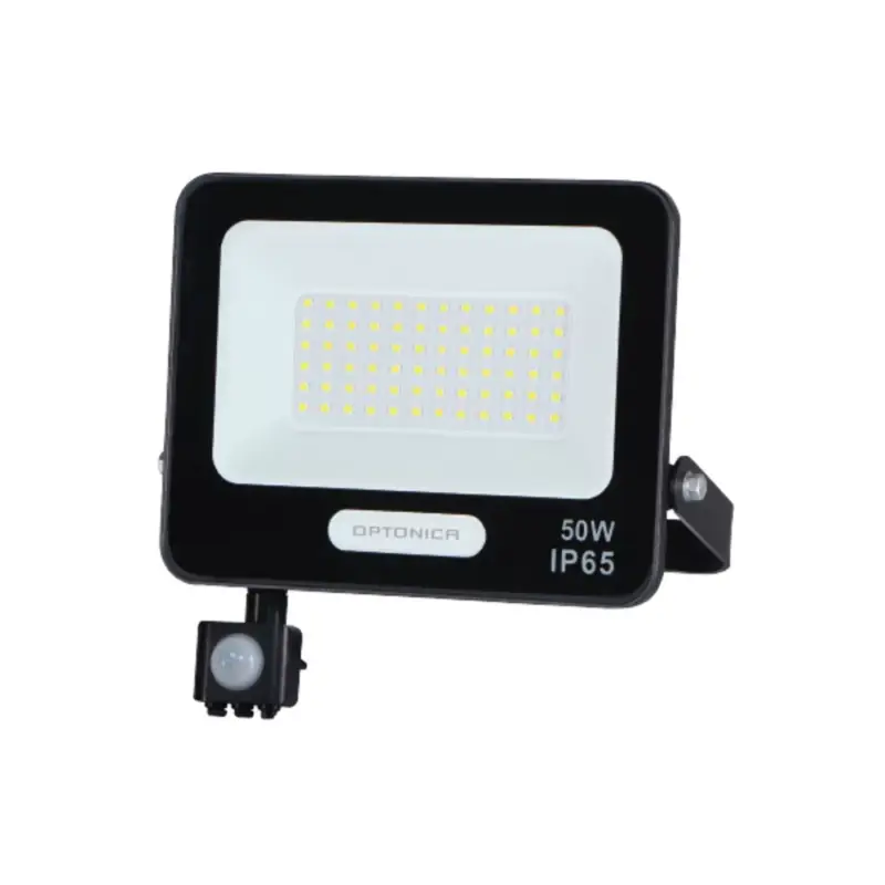 LED smd reflektor IP65 feketetel és érzékelővel, 50W, 4000K, természetes fehér, 4500 lm, Optonica, 15858 Gyors kiszállítás