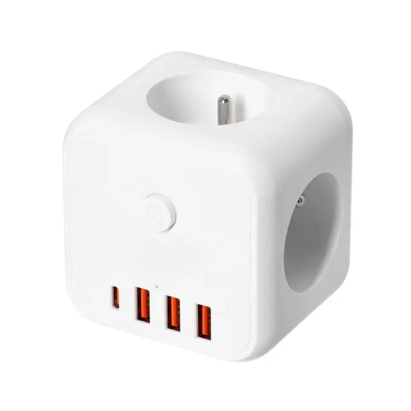 Kiárusítás KOBI LINEA PRO CUBE hosszabbító kábel 3 aljzat+3 USB/1 USB-C/Zu+W fehér KOBI-001916