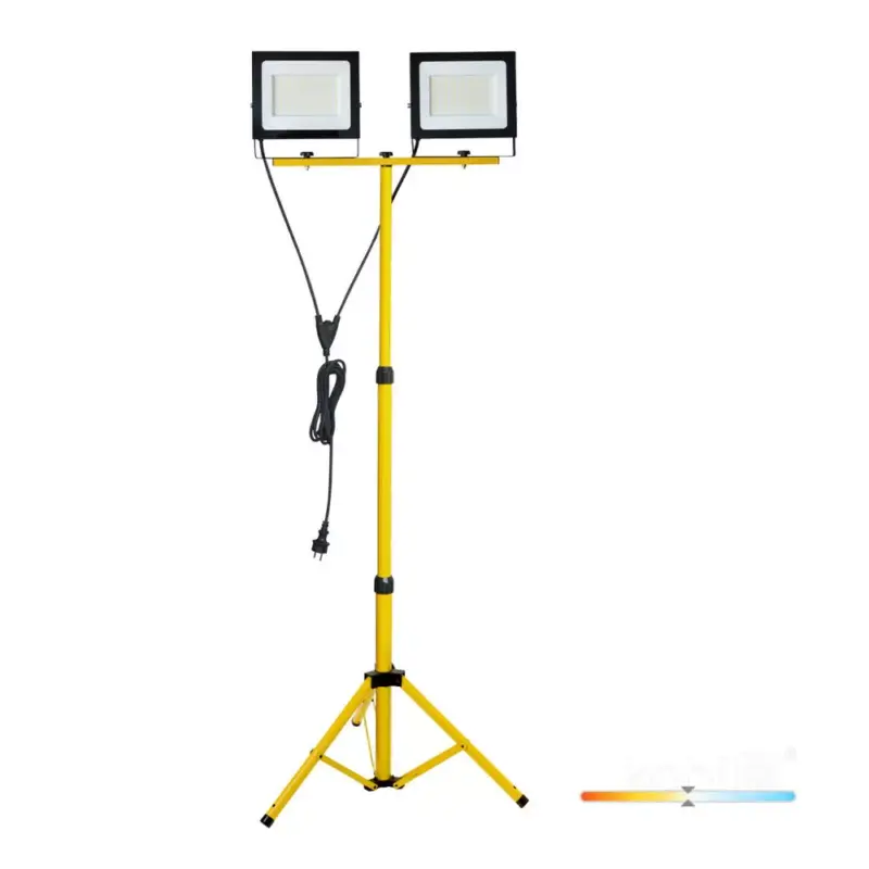 Szuper akció TIGRA reflektor, háromlábú, 2x100W, 4000K, IP54, 200W, természetes fehér, 17000lm, CRI≥80, KOBI-003940