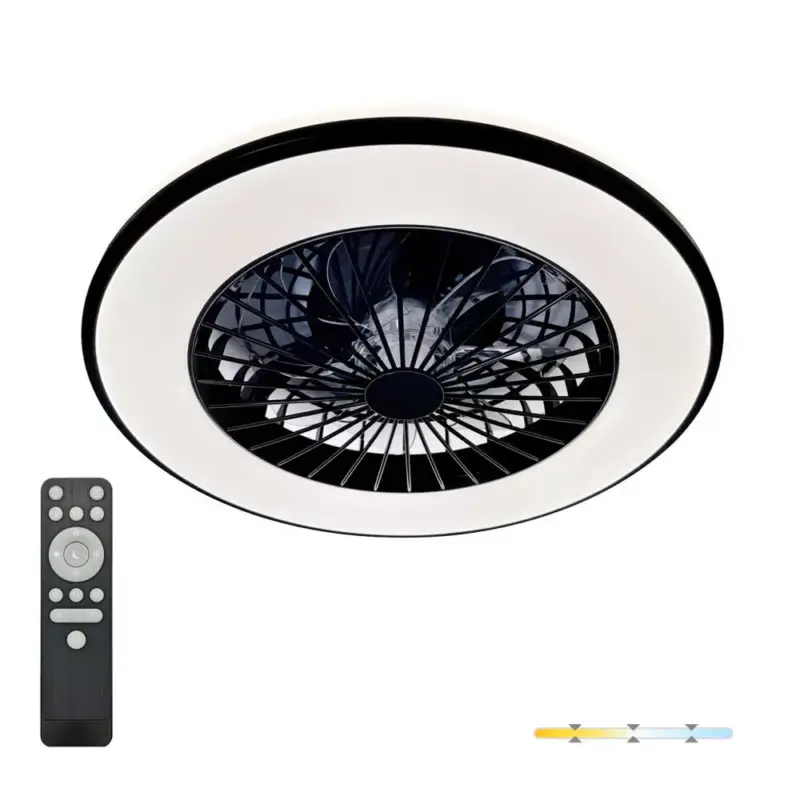 Akció Mennyezeti LED lámpa ventilátorral VENTELUX 48W+15W 3CCT fekete Kobi Windstar, 1300lm, CRI≥80, KOBI-004593