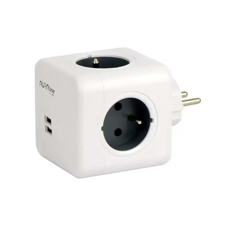 Adapter CUBE 4 aljzat 2xUSB Schuko AURA line, 3680W, LED line, LL-205765 Alacsony ár