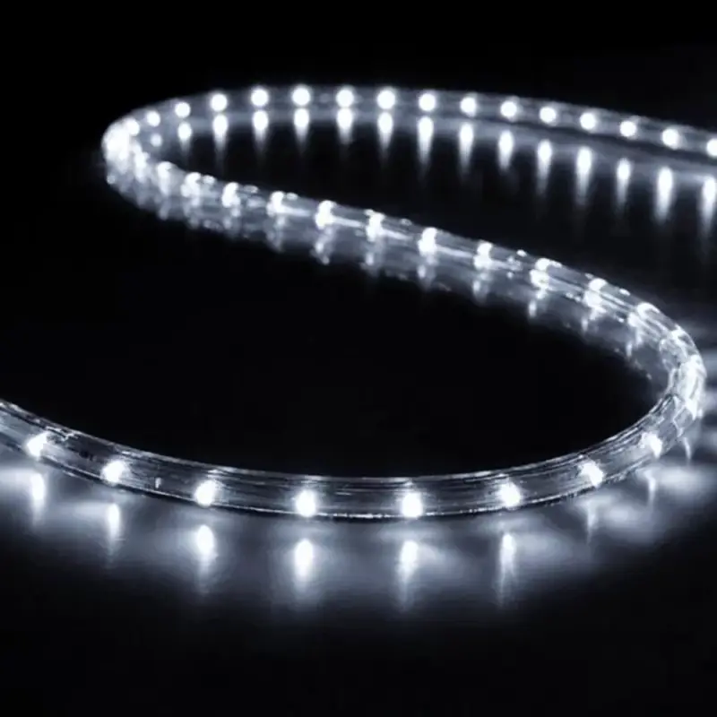 Legkelendőbb UV-védelemmel ellátott LED fénykábel tekercs, 50m-es Hideg fehér, IP65, villogó lámpákkal, 15000K, Eurolamp, 702252