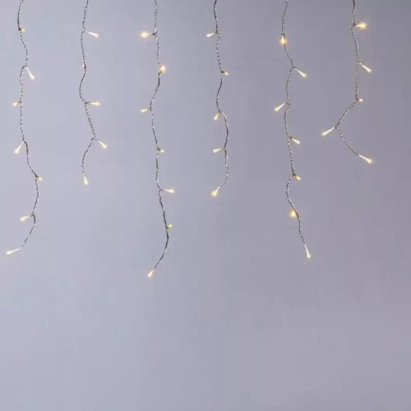 Kedvezmény 3m-es összekapcsolható LED jégcsap fényfüzér, IP44, Zöld kábel, 2000K, meleg fehér, Eurolamp, 158100