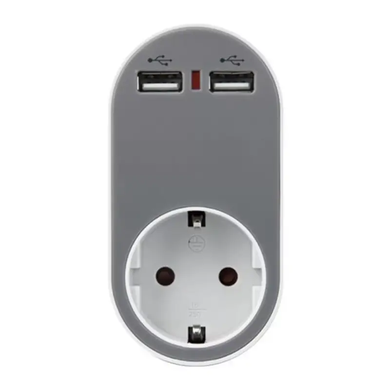 Outlet Dugaljzat 2 USB csatlakozóval szürke színben, Eurolamp, 231399