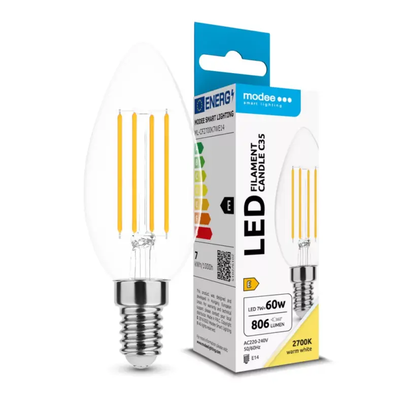 Rendeld meg most Modee LED Izzó Filament Gyertya C35 7W E14 360° 2700K (806 lumen) ERP