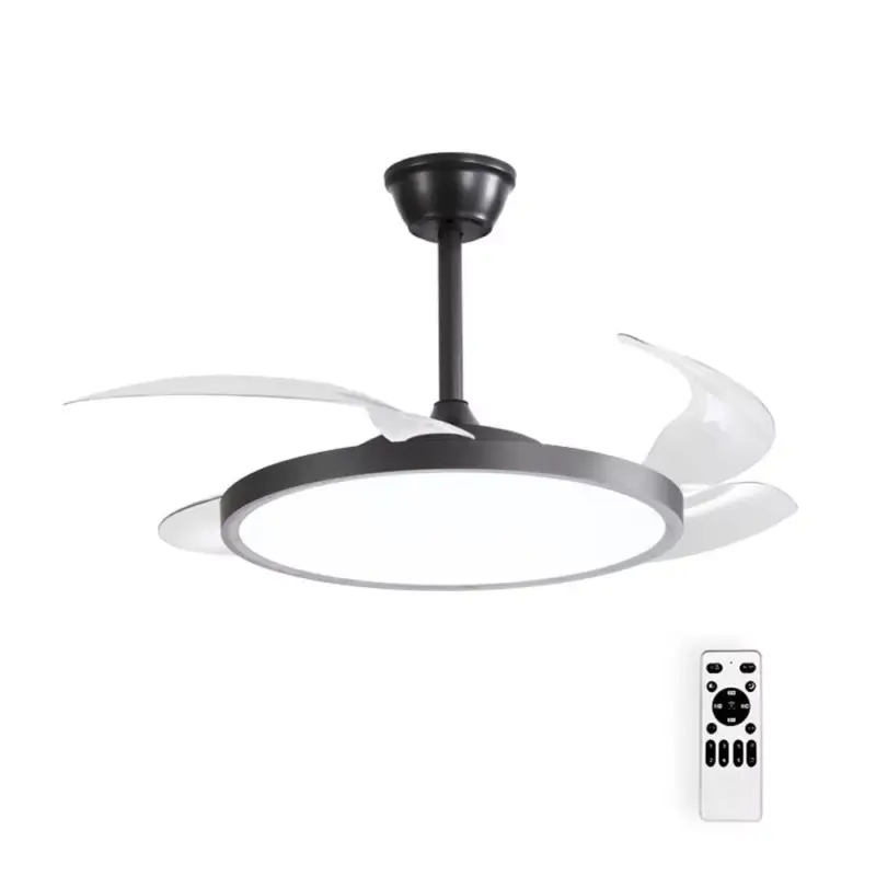 LED-es mennyezeti ventilátor FANLUX-D4 30W 3xCCT (3000K/4500K/6500K) 2250lm 106cm fekete távirányítóval 2027770 VITO Alacsony ár