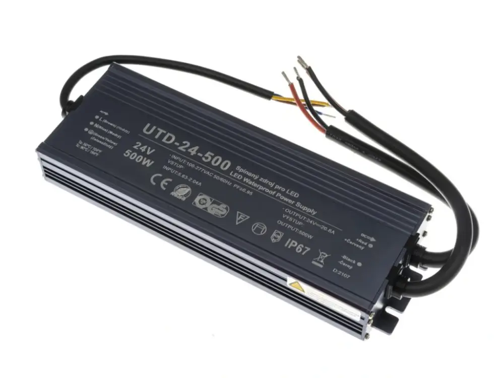 LED tápegység (trafó), 24V, 500W, IP67, Premium Kedvezmény