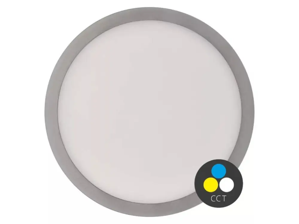 Ezüst rögzített LED-panel vékony kerettel, gömbölyű, 170mm, 12.5W, CCT, Premium Újdonság