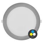 Akciós ár Ezüst süllyeszthető LED-panel, gömbölyű, 225mm, 18W, CCT, Premium