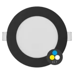 Fekete süllyeszthető LED-panel, gömbölyű, 120mm, 6W, 24V, CCT Biztonságos fizetés